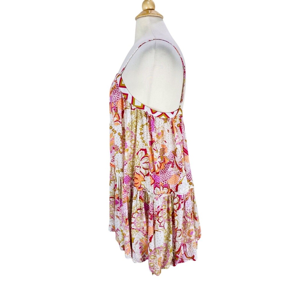 Intimately Free People Get A Clue Mini Dress Size M Strappy Floral Flounced - Picture 2 of 16